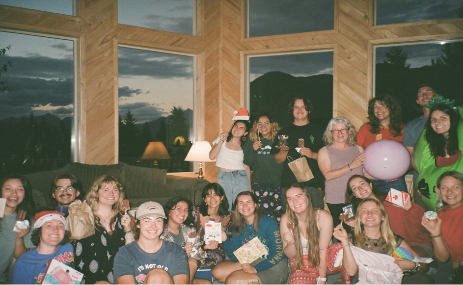 Folks gather at a Christmas in July party